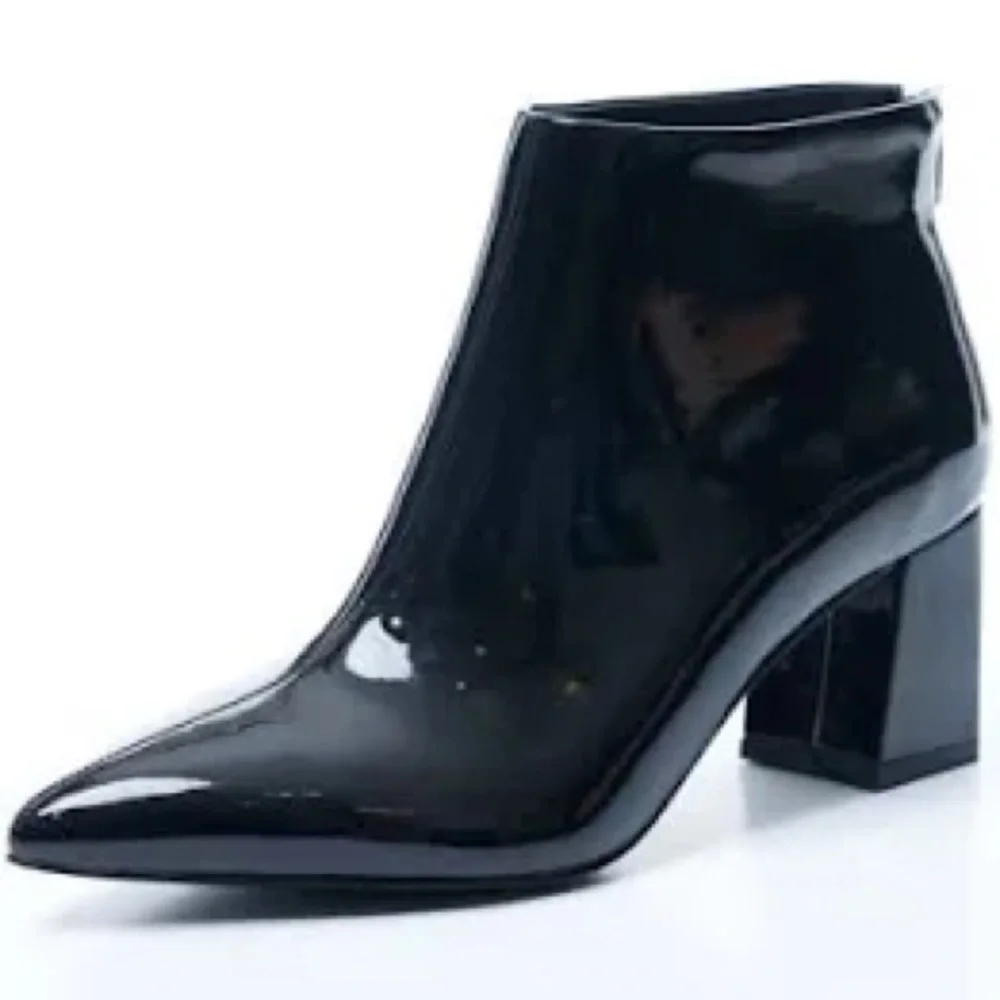 VHNY Glossy Black Ankle Booties